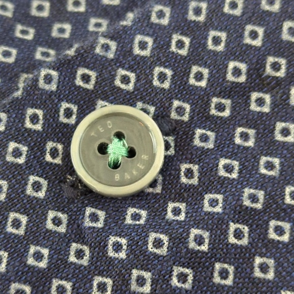 Ted Baker Navy Blue Linen Blend Short Sleeve Shirt XXL - Picture 5 of 13